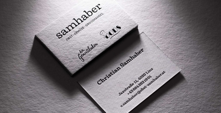 kapelari.studio die werbeagentur aus innsbruck. Samhaber Visitenkarte